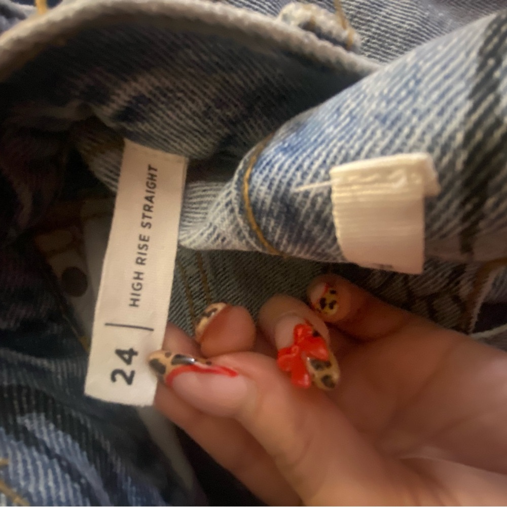 PacSun Gray Butterfly Print Straight Leg Jeans - Picture 2 of 2